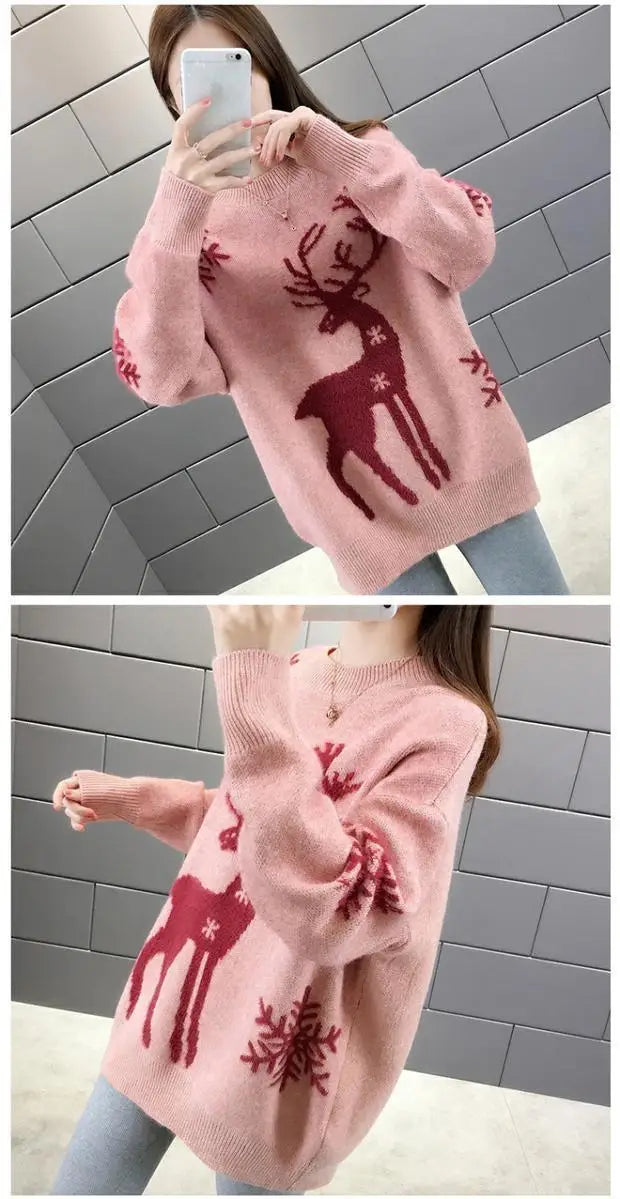 Autumn Winter New Long Sleeve Knitting Pullovers O-Neck All-match Loose Plus Size Sweet Sweaters Fashion Casual Women Clothing