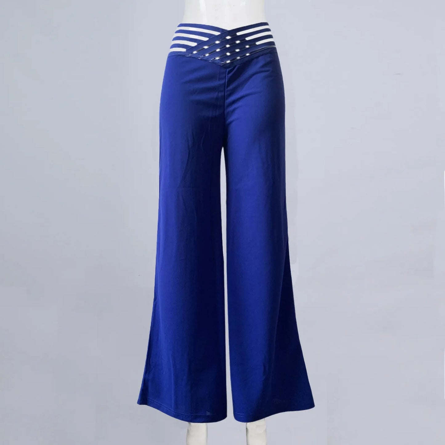 Summer Wide Leg Hollow Wide Waistband Long Pants Women High Waist Solid Color Wide Leg Flared Trousers Yoga Sport Gym Pants
