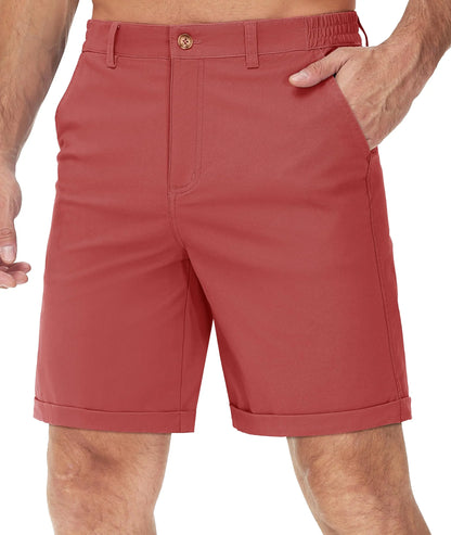 Summer Casual Shorts Mens Fit 7 Cotton Cargo Shorts Multi-pockets Rolled Leg Design Hiking Golf Shorts Streetwear Male