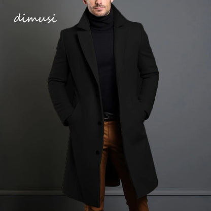 Winter Men's Trench Coats Luxury Male Mid-Long Warm Wool Jackets Casual Mens Business Comfortable Overcoat Clothing