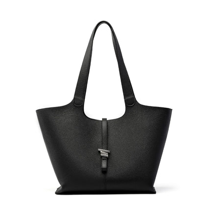 Head layer cowhide wind chime tote bag for women, large capacity commuting handbag single shoulder leather handbag for women