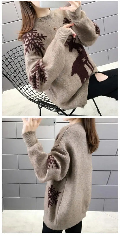 Autumn Winter New Long Sleeve Knitting Pullovers O-Neck All-match Loose Plus Size Sweet Sweaters Fashion Casual Women Clothing