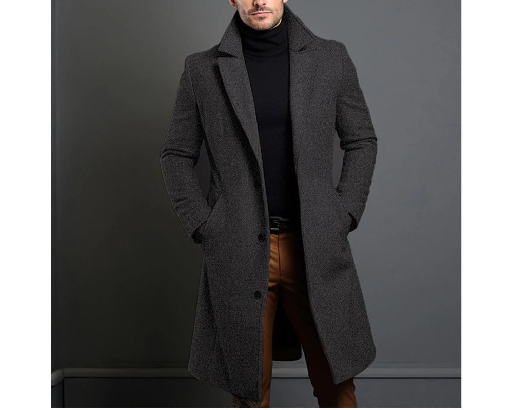 Winter Men's Trench Coats Luxury Male Mid-Long Warm Wool Jackets Casual Mens Business Comfortable Overcoat Clothing