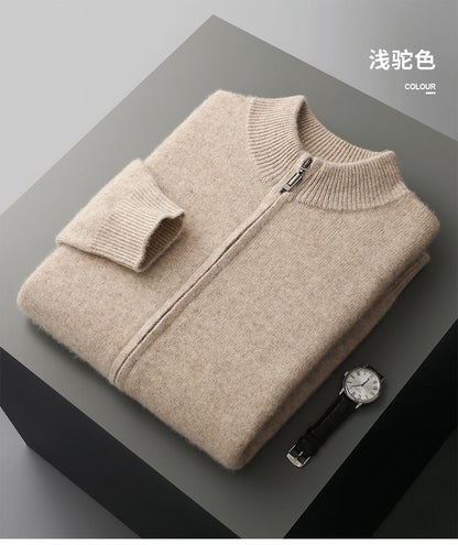 MVLYFLRT Men's Merino Wool Knitted Suit Half Height Zipper Cardigan Long Pants Tracksuit Fashionable Casual Wear 24592431