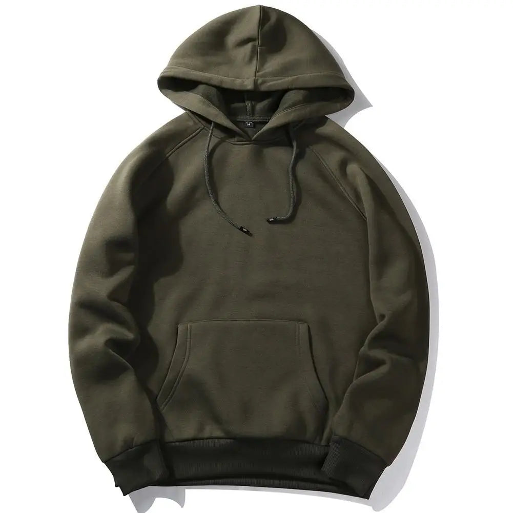 Dark Grey Hoodie Men Sweatshirt Autumn Winter Clothes Pure Color Y2k Pullover Top Boy Version Trend Loose Fleece Coat Oversized