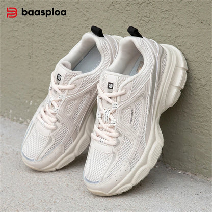 Baasploa Women Sports Shoes Outdoor Lightweight Breathable Jogging Sneakers Female Casual Mesh Anti-slip Lace Up Running Shoes