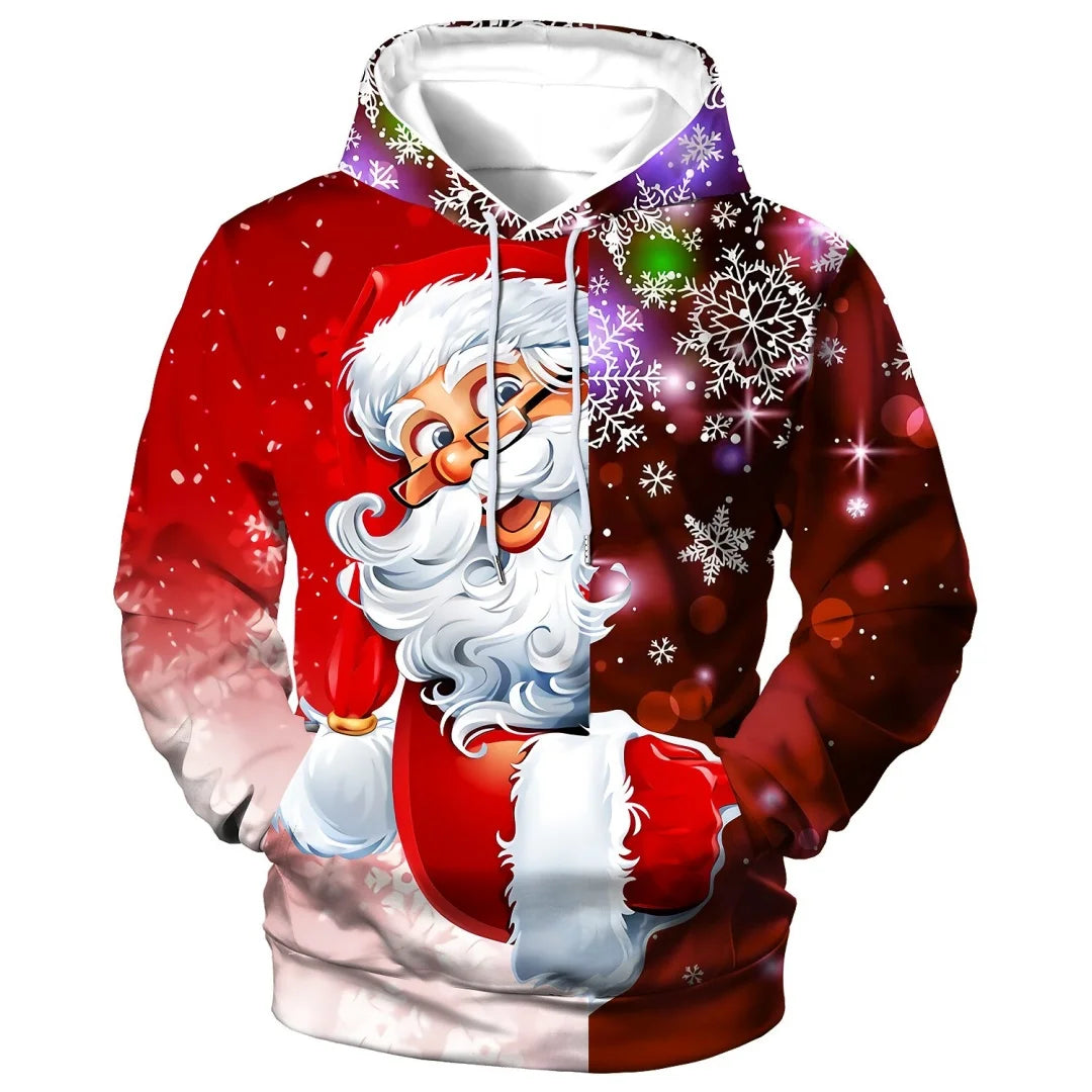 New Women's Pullover Hoodie Sweatshirt 3D Graphic Reindeer Casual Long Sleeve Hooded Regular Tops Wear Street Dailywear Clothing