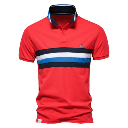 AIOPESON Summer Cotton Dot Printed Polo Shirts for Men Casual Social Business Mens Polos Short Sleeve Polo Men's Clothing