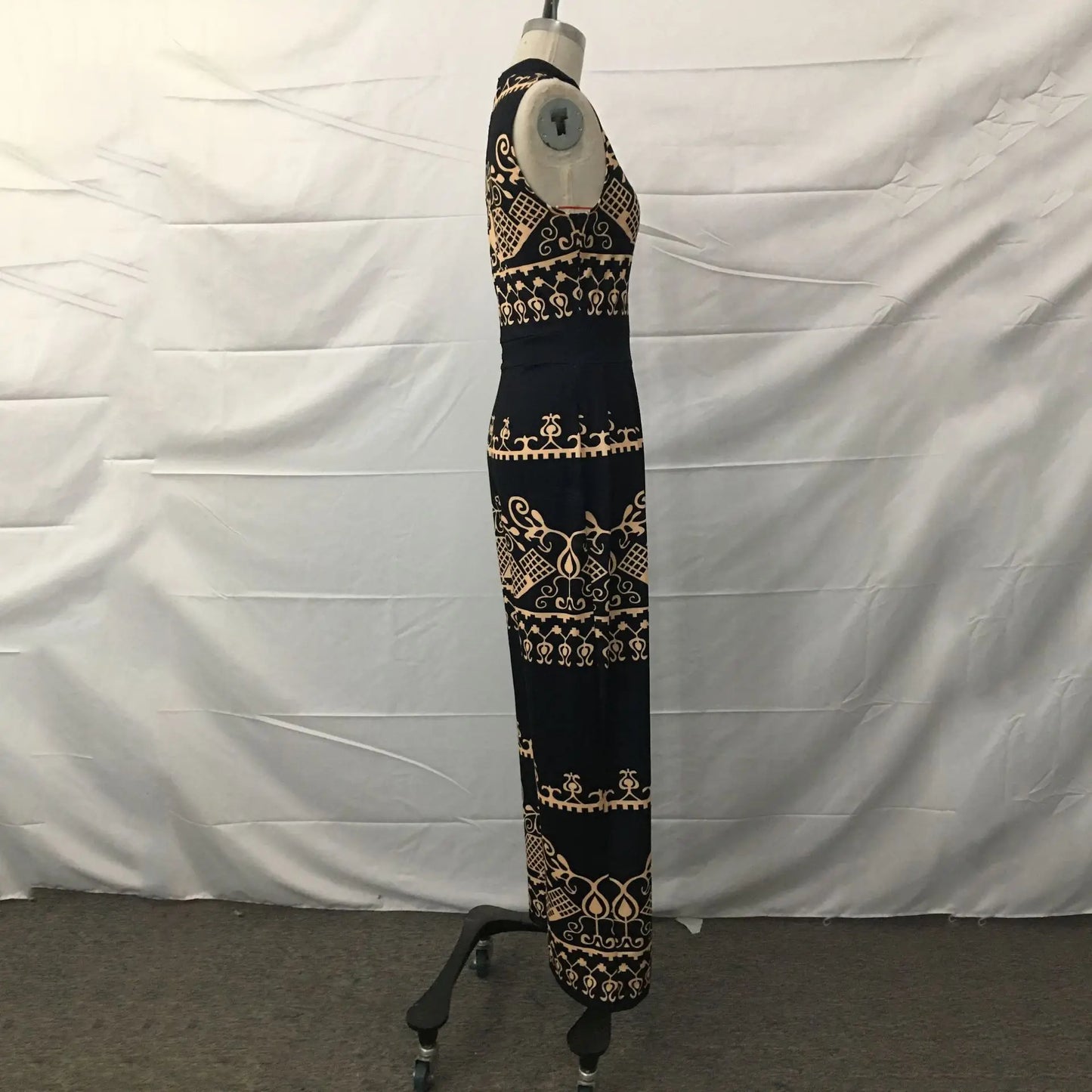 Elegant Women Wide Leg Long Printed Sleeveless Jumpsuits Trouser