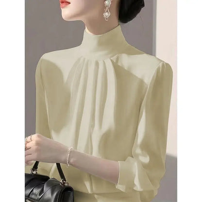 Women Clothing New Temperament Simplicity Shirt Tops Spring Long Sleeve Loose Solid All-match Elegant Blouse Fashion High Street