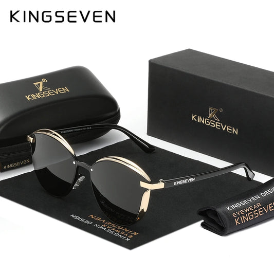 KINGSEVEN Fashion Cat Eye Polarized Sunglasses Women Luxury Ladies Driving Butterfly Glasses Men UV400 Large Frame Eyewear