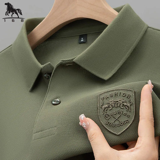 Men's high quality summer new lapel men's short sleeve polo shirt fringe solid color business casual men's polo shirt M-4XL 201
