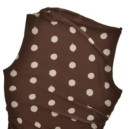 JULISSA MO Chiffon Print Polka Dot Ruched Women Dress Coffee Sleeveless High Waist Dress Spring Slim Elegant Party Club Outfits