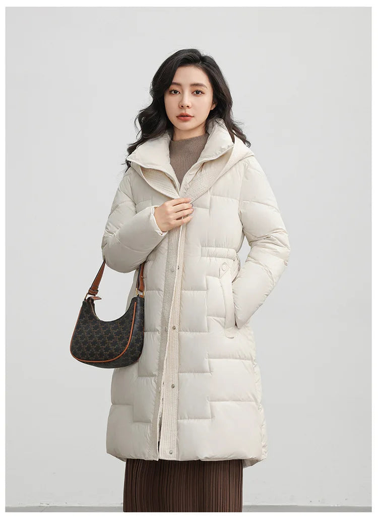 New Winter Parkas Thick Down Cotton Jacket Women Hooded Mid-Length Puffer padded coat