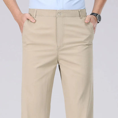 2025 Mens Cotton Trousers Man Business Casual Pants Office Black Chino Pants Khaki Grey Navy Trousers 29-40