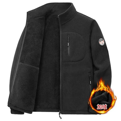 2025 Men's Polar Fleece Standing Collar Warm Jacket High-quality Men's Plush and Thick Windproof Winter Jacket Men Clothing 5XL