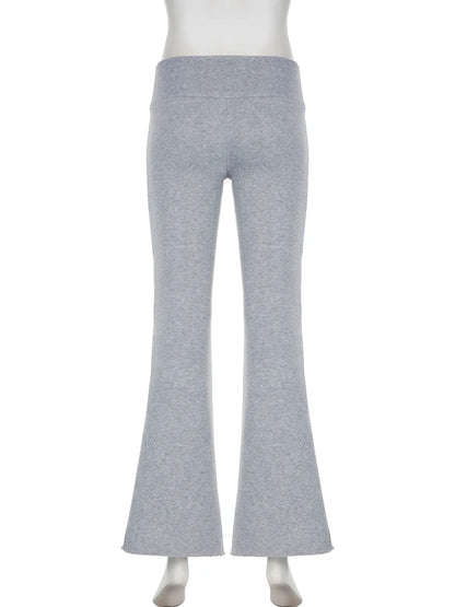 Casual Sexy Basic Solid Flare Pants Y2K Slim Low-Waisted Boot Cut Pants Women 2025 Autumn Spring Fashion Streetwear Lady