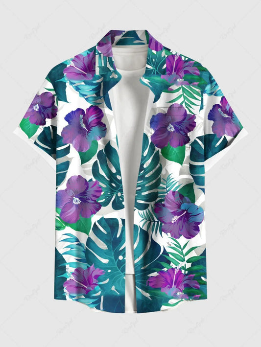 2025 Summer Men's Hawaiian Shirts 3D Printed Short Sleeved Button Down Lapel Shirt Oversized Tops Casual Shirts For Men