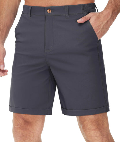 Summer Casual Shorts Mens Fit 7 Cotton Cargo Shorts Multi-pockets Rolled Leg Design Hiking Golf Shorts Streetwear Male