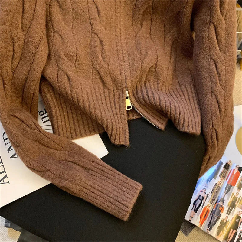 2025 New Fashion Autumn Winter Sweater Women Jacket Long Sleeves Loose Knitted Cardigan Coat Female Warm Outerwear Ladies Tops