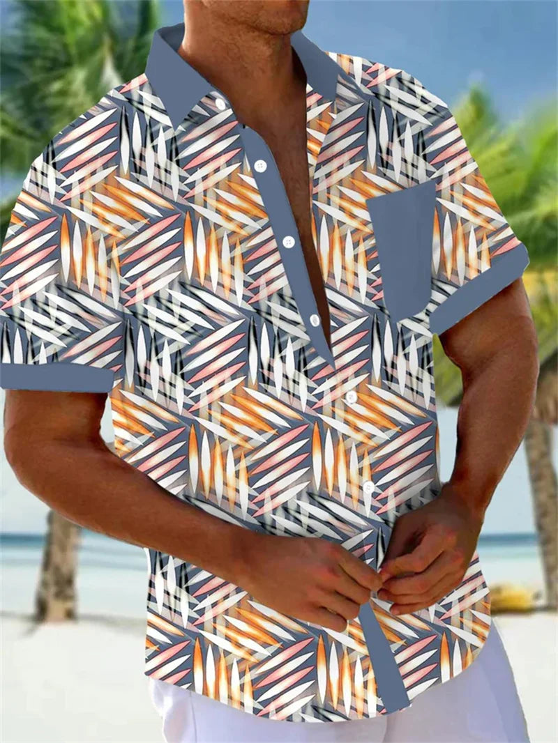 Men's Summer Hawaiian Shirt Short Sleeve 3D Printed Beach Shirt