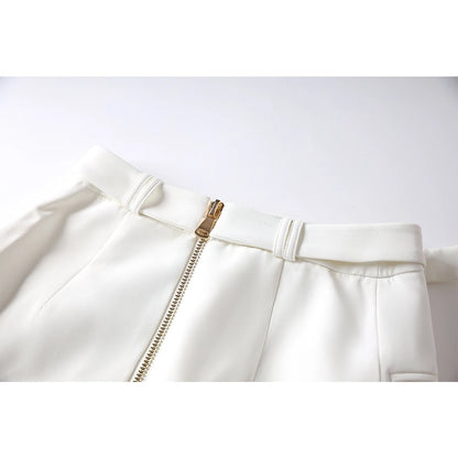 Businesss Lady White Blazer Suits Slim Design Formal Office Women 2Pcs Skirt Sets Elegant Top Quality