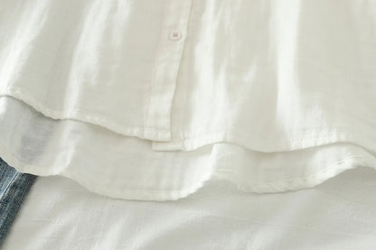 Women's clothing summer 2025 novelty short sleeve lapel white embroidery shirts and blouses stylish stylish women's blouse