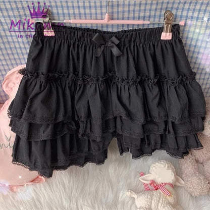 Mikumn Harajuku Japanese Lolita Kawaii Jk Bloomers Women Sweet Lace Ruffles Cotton Pumpkin Pants Y2k Girls Cute Shorts Skirts