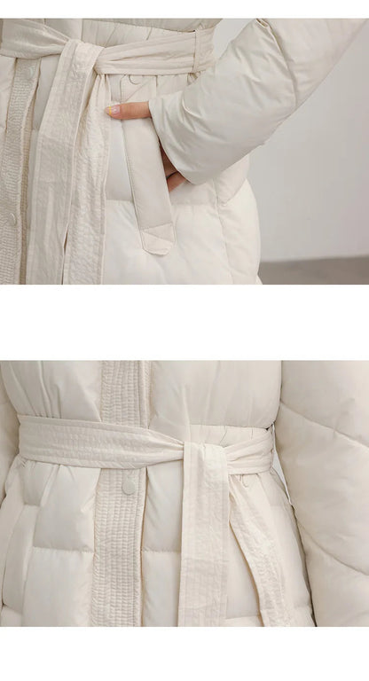 New Winter Parkas Thick Down Cotton Jacket Women Hooded Mid-Length Puffer padded coat