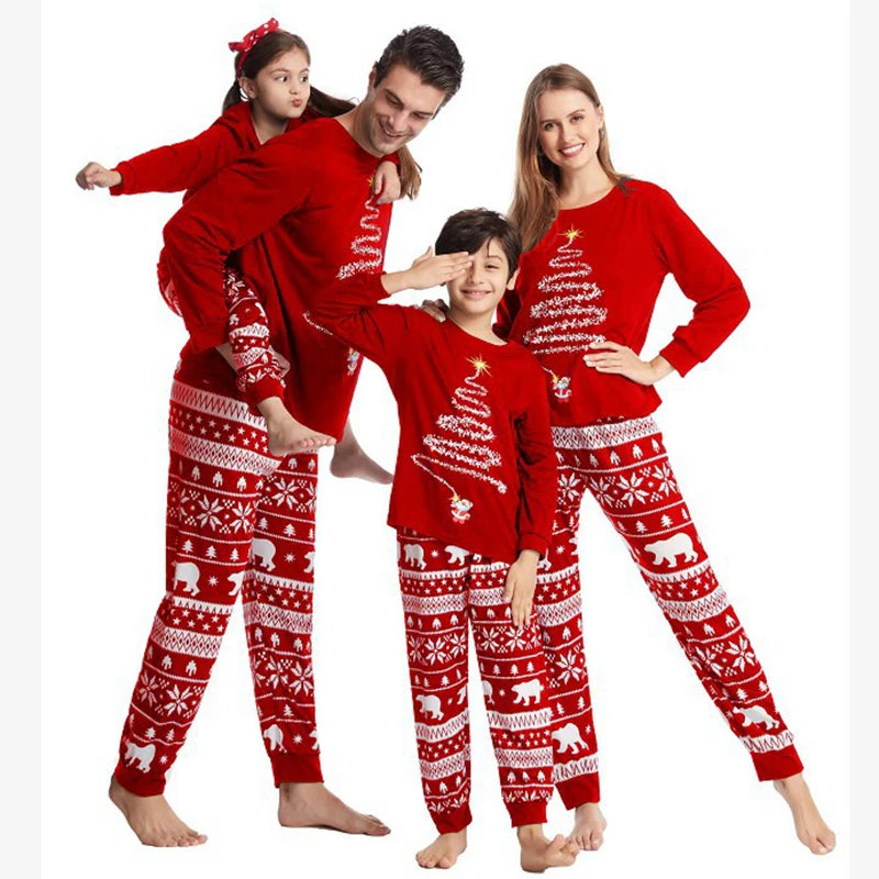 Family Matching Outfits Red Christmas Pajamas Sets Father Mother Daughter And Son Pajamas Family Children Clothing