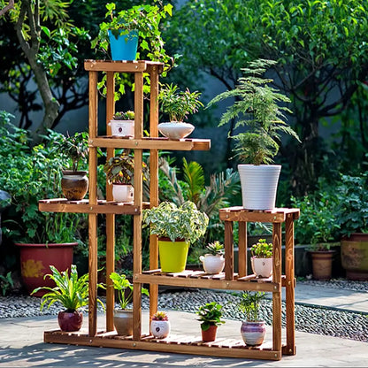5 Tier Garden Wood Plant Stand Display Shelf