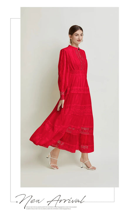 French Fashion Retro Dress Summer Clothing Lace Lace Splicing V-neck Design Lantern Sleeve Dress White Club Outfits for Women
