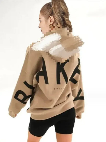 Y2K American Harajuku Clothing Thickened Fashion Letter Printing Pullover  Sweatshirt Women's New Style Long Sleeve Sweatshirt