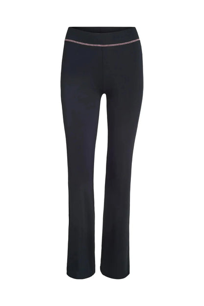 iamgia black cotton zipper hooded long sleeved high stretch top low waist micro flared pants for women 2024