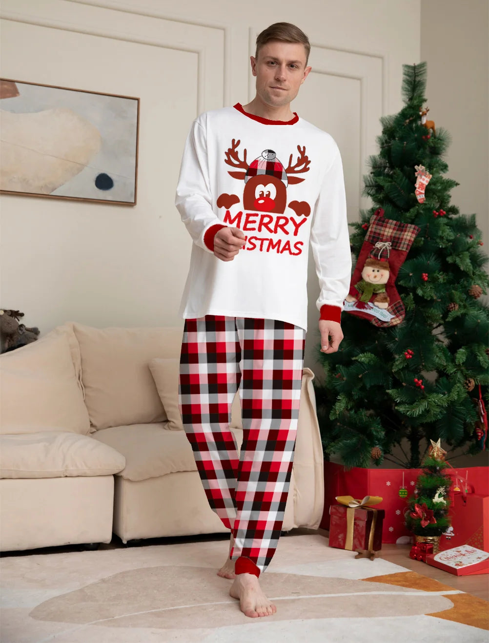 Family Christmas Matching Pajamas Set 2025 Xmas Father Mother Kids Clothes Pyjamas Mom And Daughter Son Sleepwear Look Outfits