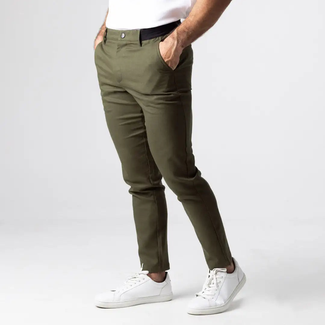 Men's Pants Active Chinos Comfortable Men Long Stylish Slim Fit Ankle Length Casual Soft Breathable Fabric Mid Waist Commuting W