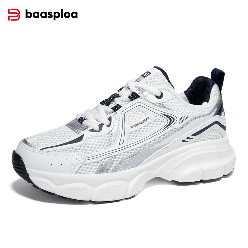 Baasploa Women Sports Shoes Outdoor Lightweight Breathable Jogging Sneakers Female Casual Mesh Anti-slip Lace Up Running Shoes