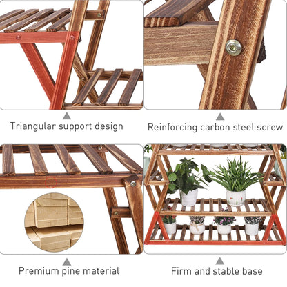 Extra Large Multi Tier Wood Flower Rack Plant Stand Bonsai Shelf Indoor Outdoor
