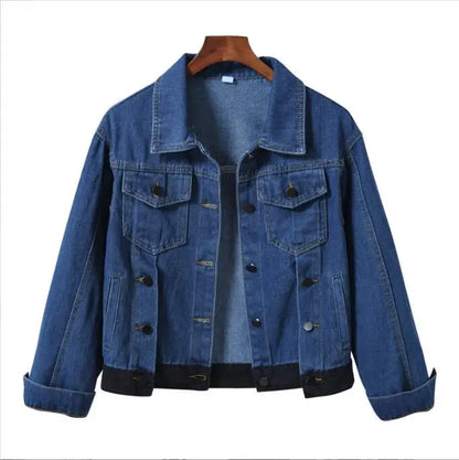 Women's Denim Jacket Single-breasted Lapel Coat Fashion Casual Tops