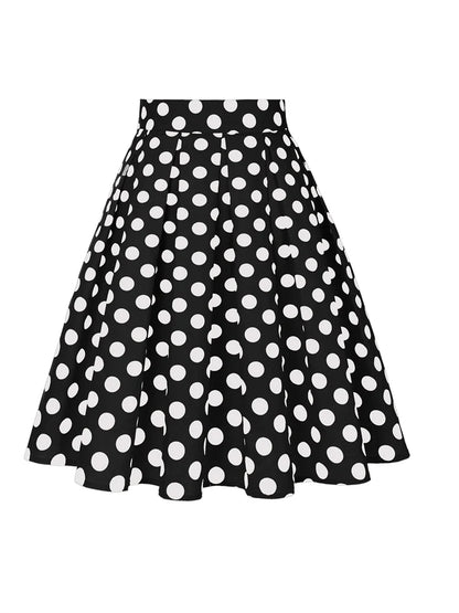 Summer French Style Women Short Vintage Pleated High Waist Floral Print Jupe Longo Elegant Ladies Office 50s Midi Tunic Skirts