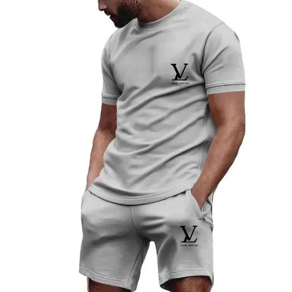 Summer Sportswear Suit Men'S Fashion Two-Piece Sports Fitness Running Casual Quick Drying Short Sleeved Shorts Set For Men