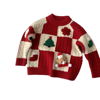 Girl's Thick Warm Knit Christmas Sweater Woolen Autumn Winter Top for Children Kids Baby Infants