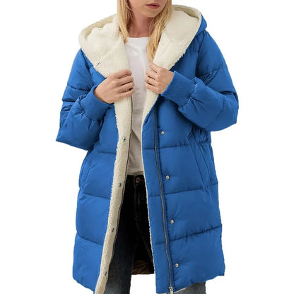 Womens Winter Warm Coats Sherpa Fleece Lined Long Hooded Puffer Jacket