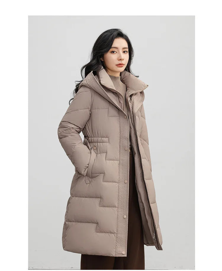 New Winter Parkas Thick Down Cotton Jacket Women Hooded Mid-Length Puffer padded coat