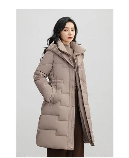 New Winter Parkas Thick Down Cotton Jacket Women Hooded Mid-Length Puffer padded coat