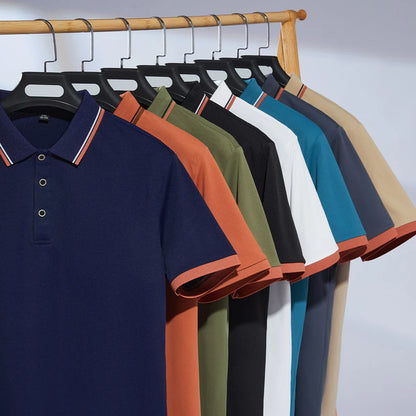 Men Training Polo New Cool Polo Shirt Luxury striped collar short sleeved T-shirt Fashionable patchwork sport casual tops summer