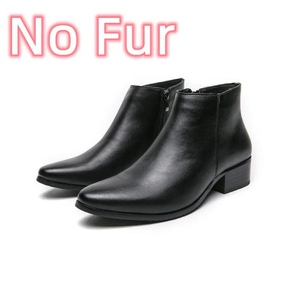 Genuine Leather Side Zipper Male Shoes High Quality Winter Men  Boots Stylish Male Shoes High Heels Mens Chelsea Boots