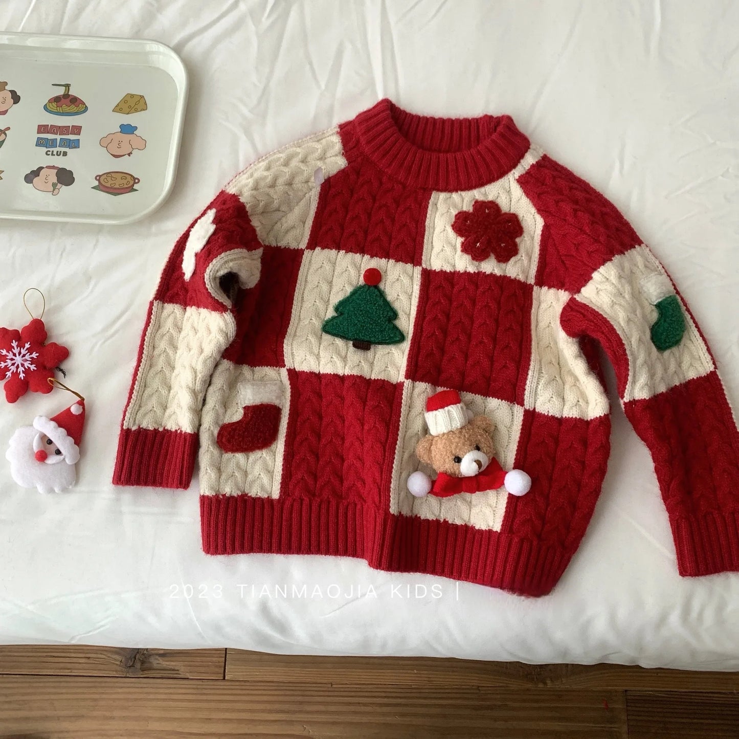 Girl's Thick Warm Knit Christmas Sweater Woolen Autumn Winter Top for Children Kids Baby Infants