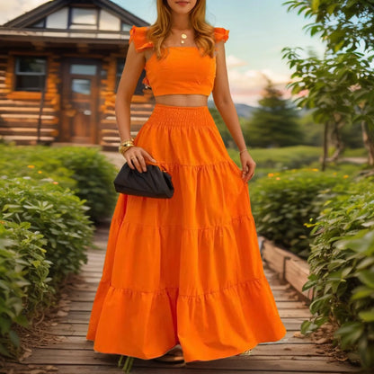 Y2k Two Piece Set Woman Clothing Spring/Summer New Elegant Sexy Collage Sleeveless Top and Longuette Skirt Suits Female 2Pcs Set