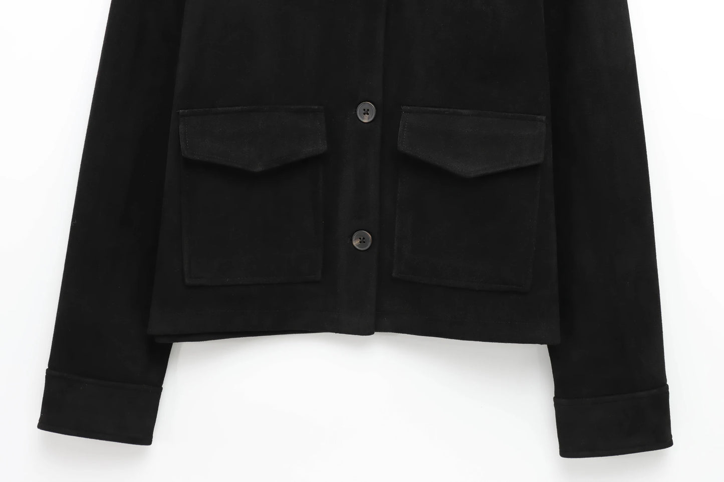 TRAF Women's Suede Texture Jacket 2025 Fashion Long Sleeve Cropped Coats Women Casual New In Outerwear